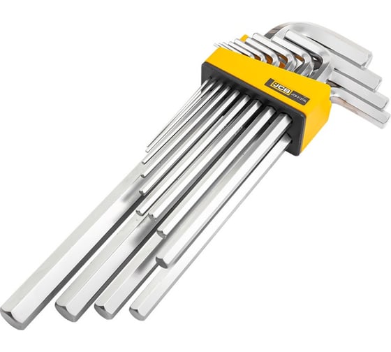 Изображение товара Набор Г-образных 6-гранных экстрадлинных ключей JCB 13 предметов JCB-5137XL(59745)