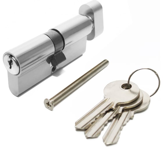 Изображение товара Цилиндрический механизм Политех ключ-защелка, цвет серебро, 70 мм 8124071