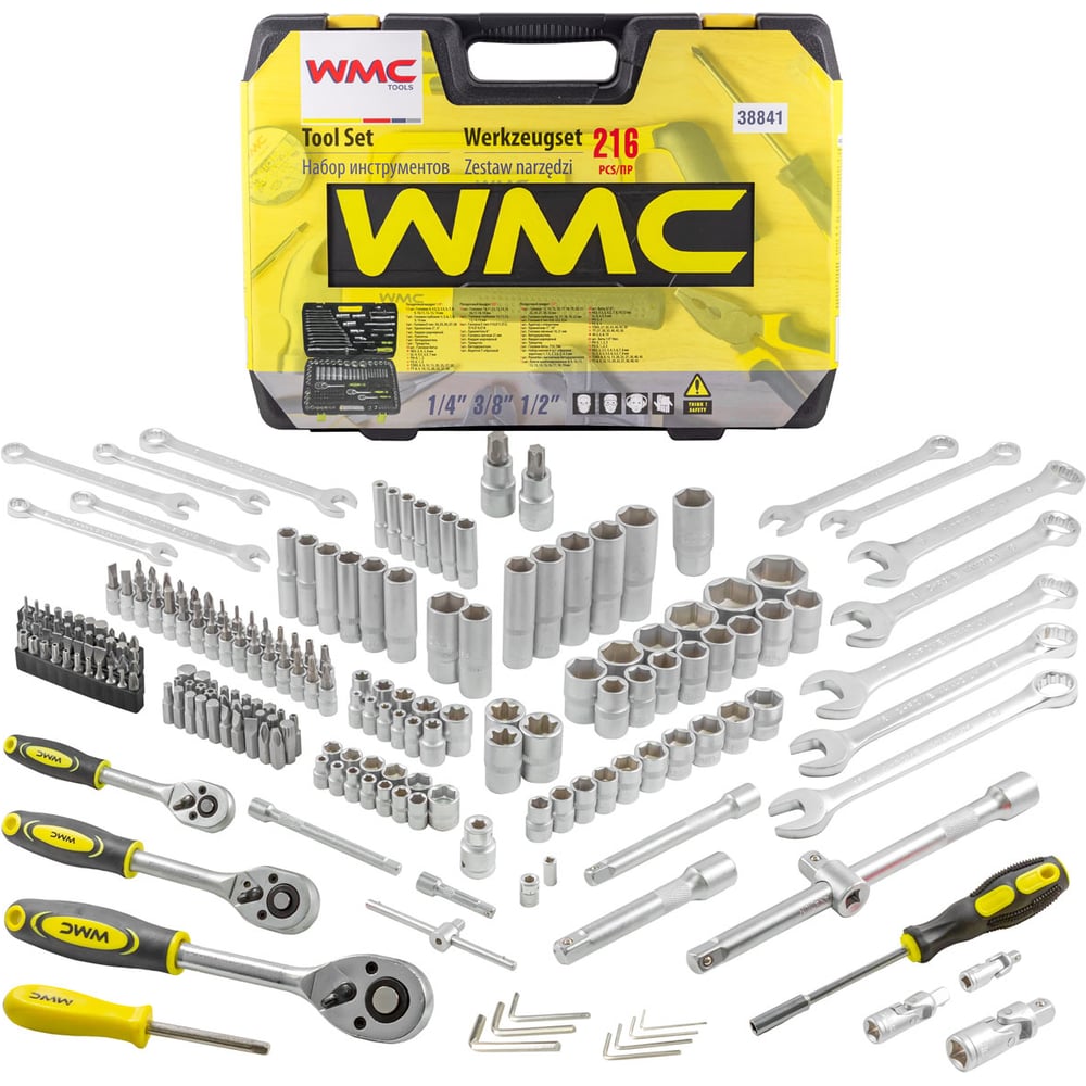 Изображение товара Набор инструмента WMC TOOLS 1/4", 3/8", 1/2"DR 216 предметов WMC-38841(47790)