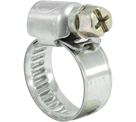 Изображение товара Хомуты червячные Политех накатные, нержавеющая сталь, 5 шт. в упаковке, 10мм-18мм 3203110