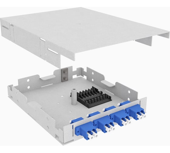 Изображение товара Оптический кросс TopLAN настенный, одномодовый SM 9/125, укомплектованный, КРНМ-Top-08LC/U-OS2-GY