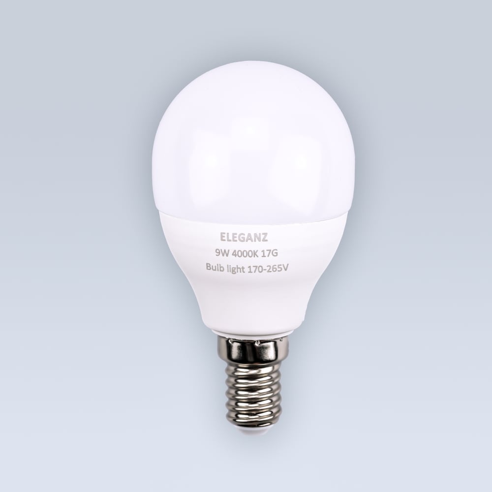 Изображение товара Светодиодная лампа ELEGANZ E14 Р45 9W 3000K Шар матовый EL-0083