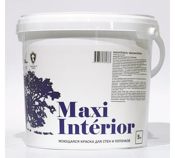 Изображение товара Моющаяся акриловая краска МаксДекор МаксиИнтериор, 5 кг 4673767760683