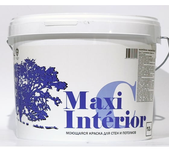Изображение товара Моющаяся акриловая краска МаксДекор МаксиИнтериор С, 12 кг 4673767760713