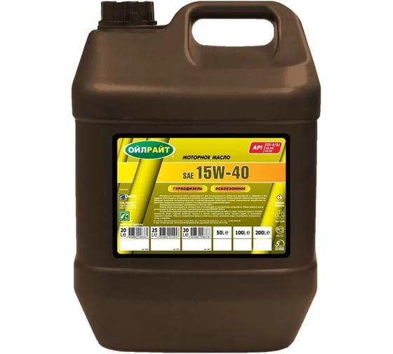 Изображение товара Моторное масло OILRIGHT ч/с Турбодизель SAE 15W40 API CF-4/SJ 20 л 90008