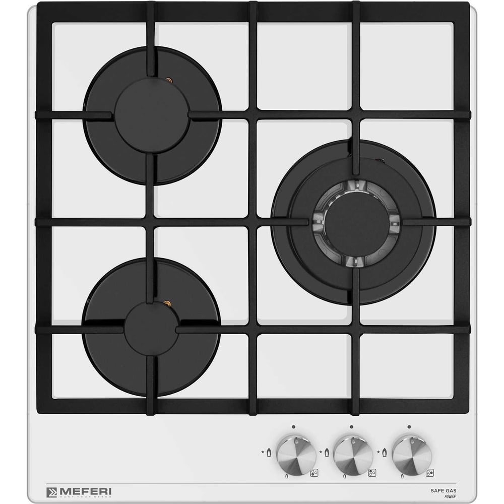 Изображение товара Газовая варочная панель MEFERI MGH453WH GLASS POWER 3 конфорки белый дизайн