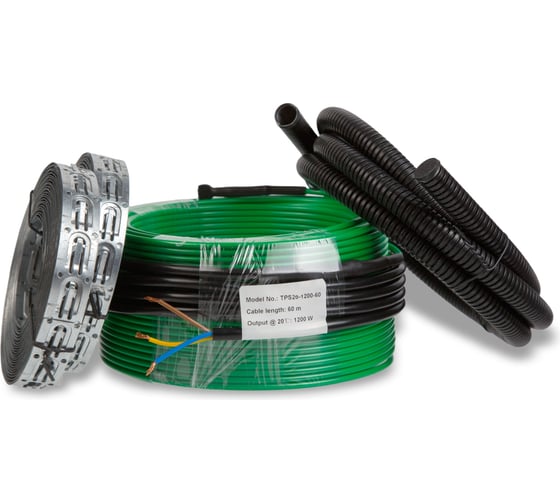 Изображение товара Электрический кабельный теплый пол ТЕПЛОСТАНДАРТ 50м, 1000 Вт, нагревательный кабель в стяжку под плитку, под заливку ,линолеум, ламинат и ковролин, на балкон TPS20-1000-50