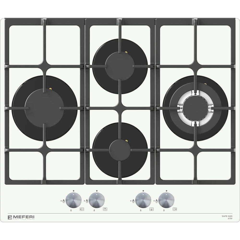 Изображение товара Газовая варочная панель MEFERI MGH604WH GLASS ULTRA с конфоркой WOK и электроподжигом
