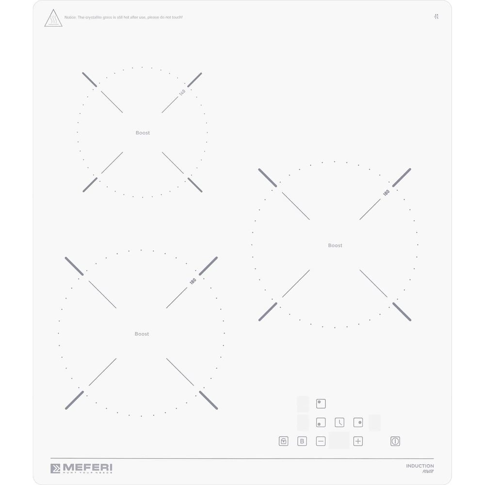 Изображение товара Индукционная варочная панель MEFERI MIH453WH POWER 3 конфорки стеклокерамика белый дизайн
