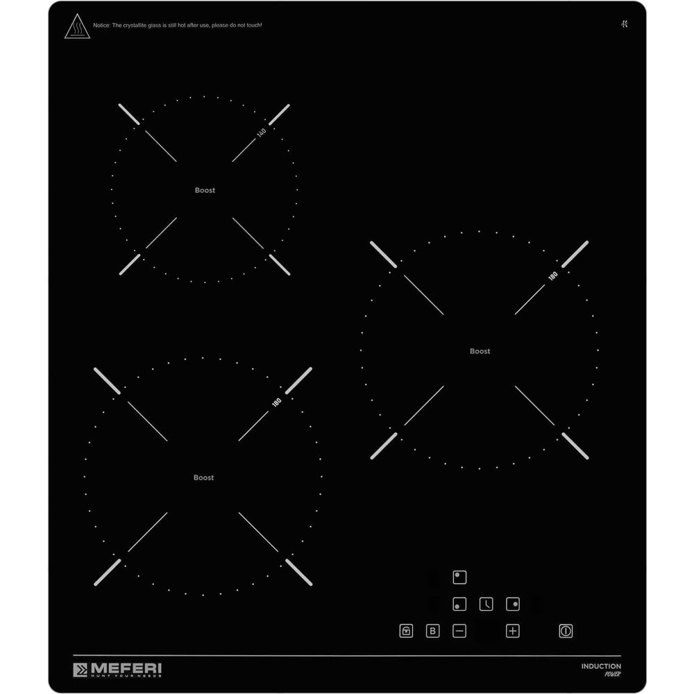 Изображение товара Индукционная варочная панель MEFERI MIH453BK POWER 3 конфорки стильный дизайн