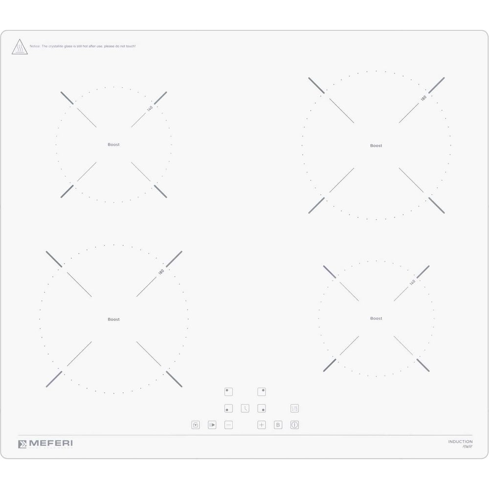 Изображение товара Индукционная варочная панель MEFERI MIH604WH POWER 4 конфорки сенсорное управление белый