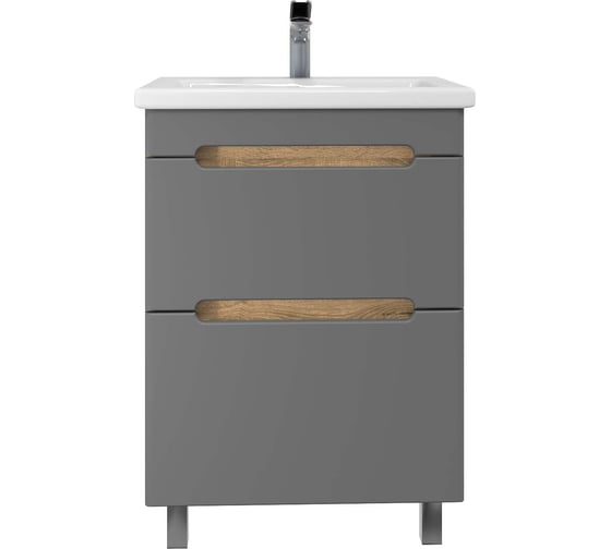 Изображение товара Напольная тумба SanStar Diva 50 с раковиной Como 50, для ванной комнаты, Дуб вотан, графит софт 457.1-1.4.1.ККОМ