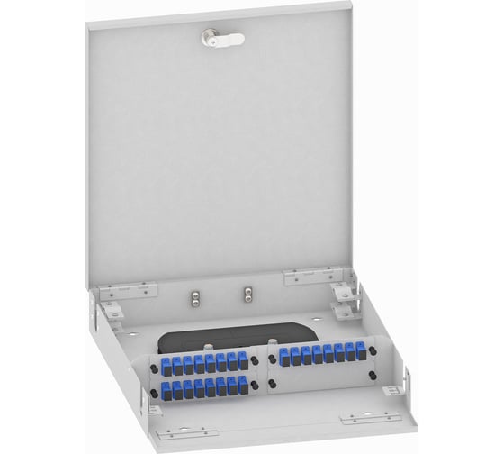 Изображение товара Оптический кросс TopLAN настенный, одномодовый укомплектованный КРН-Top-24SC/U-OS2-GY