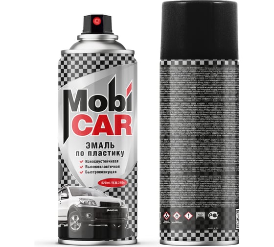 Изображение товара Аэрозольная эмаль по пластику Mobicar 520 мл, чёрный матовый 0527-02 MC