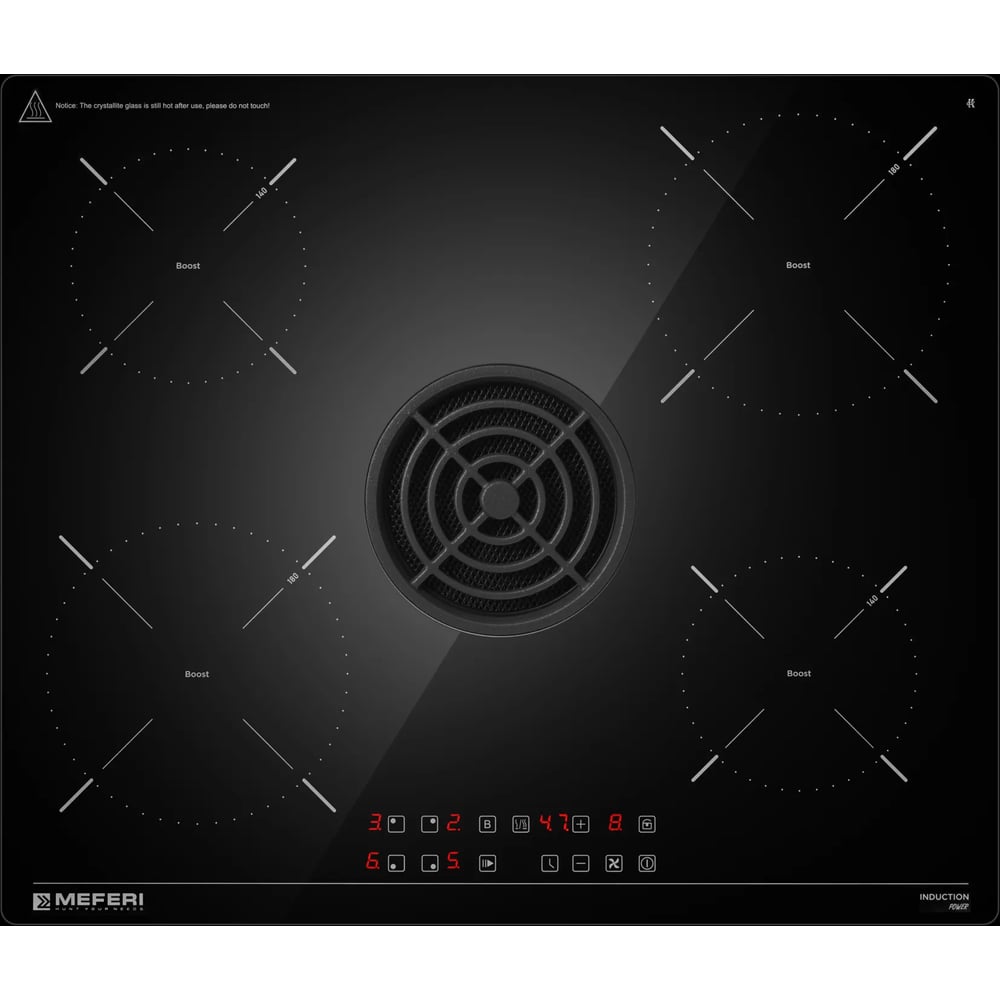 Изображение товара Индукционная варочная панель MEFERI XSMART60BK POWER с вытяжкой и сенсорным управлением Изображение товара Индукционная варочная панель MEFERI XSMART60BK POWER с вытяжкой и сенсорным управлением