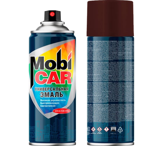 Изображение товара Аэрозольная эмаль универсальная Mobicar 520 мл, RAL 8017, шоколадно-коричневый глянцевый 0505-8017 MC