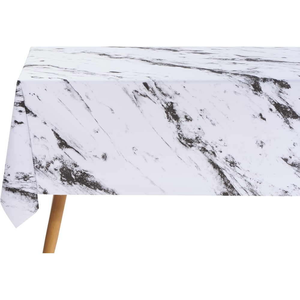 Изображение товара Скатерть Dekorelle ПВХ на тканевой основе Láura 042 160x140 см белый мрамор