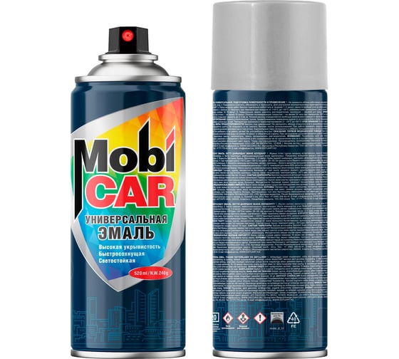 Изображение товара Аэрозольная эмаль универсальная Mobicar 520 мл, RAL 7035, светло-серый глянцевый 0505-7035 MC