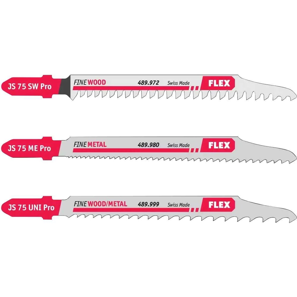 Изображение товара Пилки для электролобзика FLEX 75 мм 3 шт универсальные для прямого реза