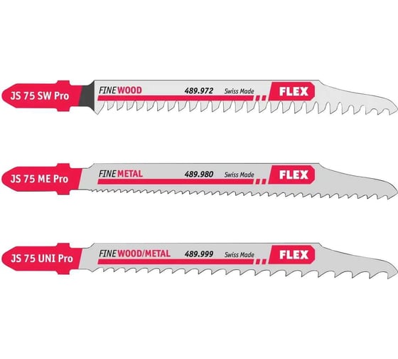 Изображение товара Пилки для электролобзика JS 75 Pro Set VE 3, 3 шт FLEX 490008