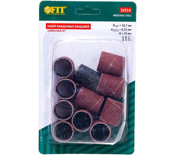 Изображение товара Бандаж наждачный 10 шт и барабан наждачный FIT IT 36914