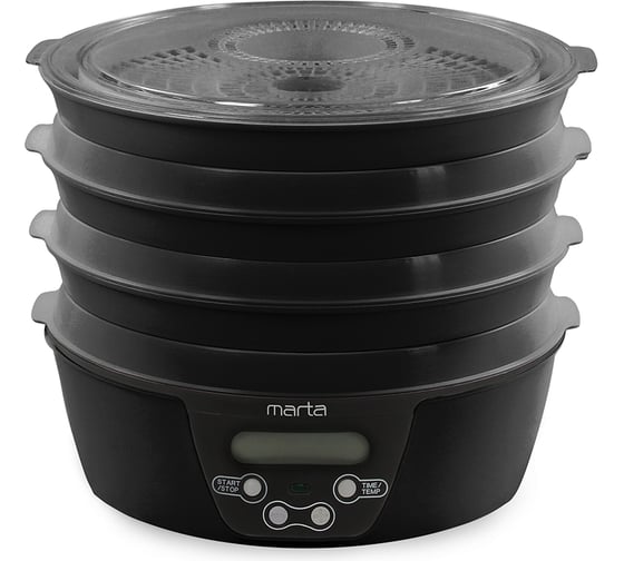 Изображение товара Сушилка для овощей и фруктов MARTA MT-FD1888B 10 поддонов: 6+2 для ягод+2 для пастилы, черный 38560