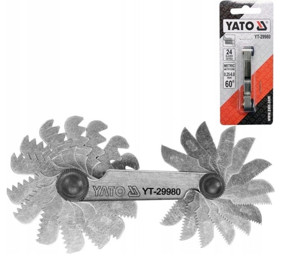 Изображение товара Метрический резьбомер YATO 24 лезвия 0,25-6,0мм YT-29980