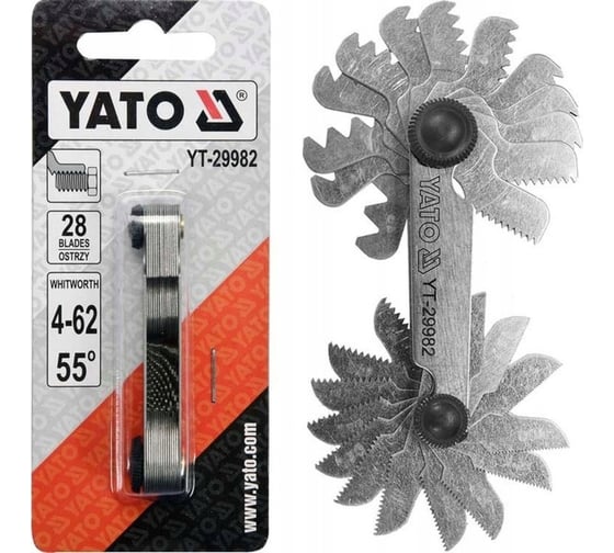 Изображение товара Резьбомер Витворта YATO 28 лезвий 4,0-62,0мм YT-29982