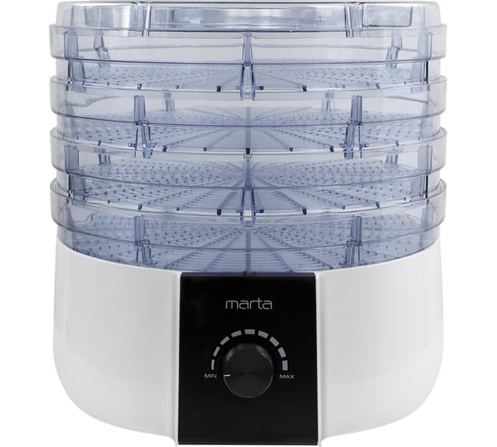 Изображение товара Сушилка для овощей и фруктов MARTA MT-FD1889A 6 поддонов: 4+1 для пастилы+1 для ягод белый жемчуг 40635