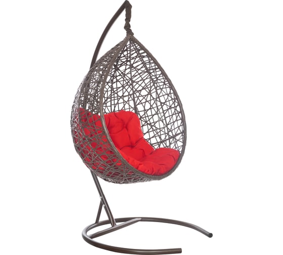 Изображение товара Подвесное кресло Лаура VALENCIA коричневый + каркас, подушка красная VLC-306