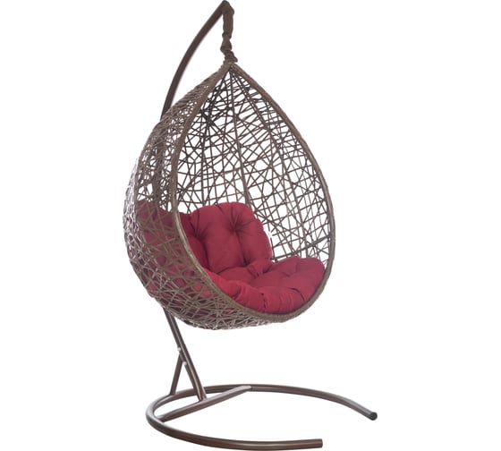 Изображение товара Подвесное кресло Лаура VALENCIA коричневый + каркас, подушка бордовая VLC-304