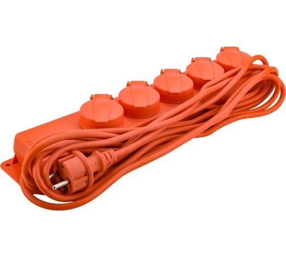 Изображение товара Удлинитель IEK У05В 5 мест, с защитными крышками, IP44, 2Р+PE, 5метров, 3x1мм2, 16А/250В WYP10-16-05-05-44-N