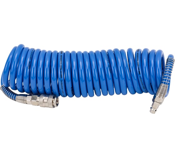 Изображение товара Шланг спиральный полиуретановый с быстроразъемными соединениями (5 м; 6.5х10 мм; 15 бар) INTERTOOL PT-1710