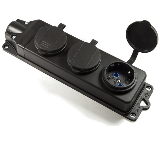 Изображение товара Трёхместная розетка Emas в резиновом корпусе EKS116PG3