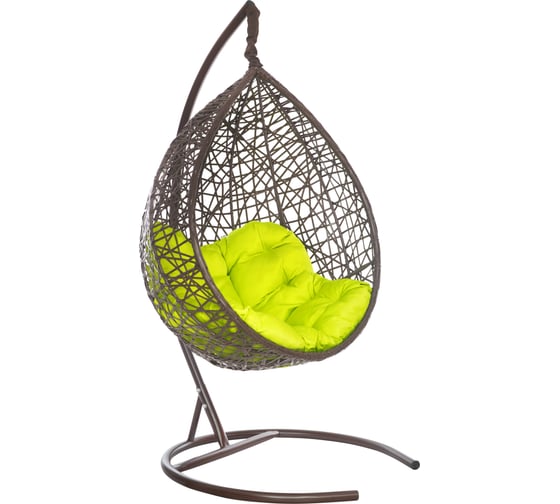Изображение товара Подвесное кресло Лаура VALENCIA коричневый + каркас, подушка салатовая VLC-309
