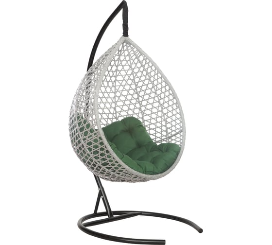 Изображение товара Подвесное кресло-кокон Лаура Montblanc серый + каркас, подушка зелёная MONB 503