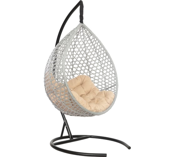 Изображение товара Подвесное кресло-кокон Лаура Montblanc серый + каркас, подушка бежевая MONB 501