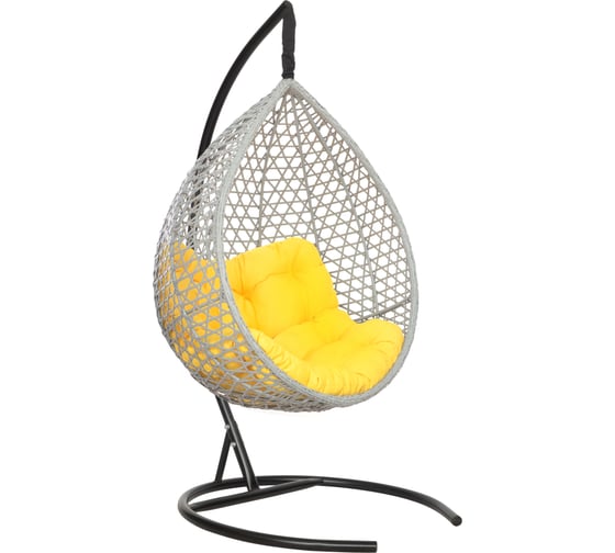Изображение товара Подвесное кресло-кокон Лаура Montblanc серый + каркас, подушка жёлтая MONB 508