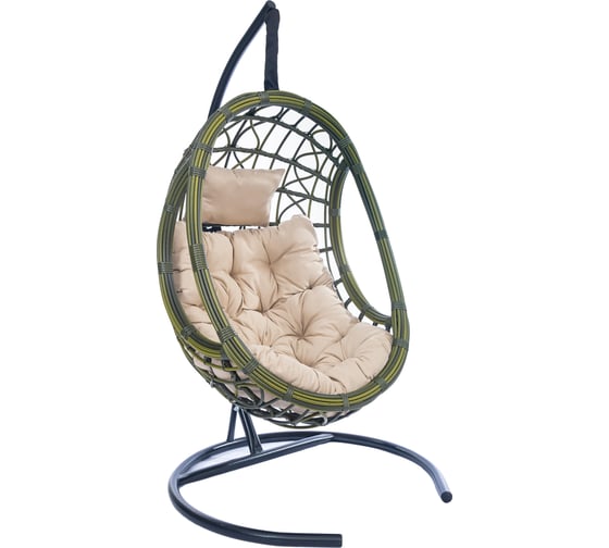 Изображение товара Подвесное кресло-кокон Лаура SAVIRA бамбук + каркас, подушка бежевая SVR-501