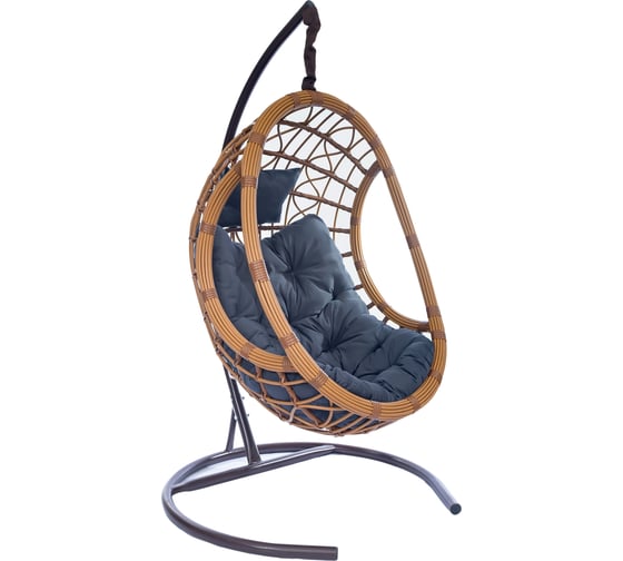 Изображение товара Подвесное кресло-кокон Лаура SAVIRA горячий шоколад + каркас, подушка темно-серая SVR-404