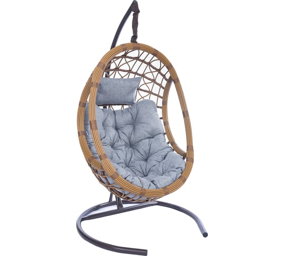 Изображение товара Подвесное кресло-кокон Лаура SAVIRA горячий шоколад + каркас, подушка светло-серая SVR-403