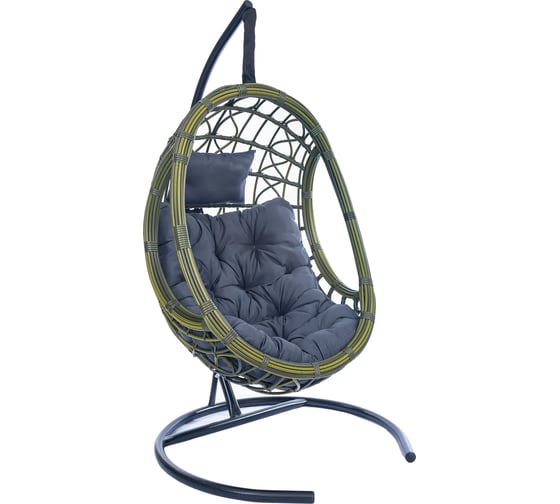 Изображение товара Подвесное кресло-кокон Лаура SAVIRA бамбук + каркас, подушка темно-серая SVR-504