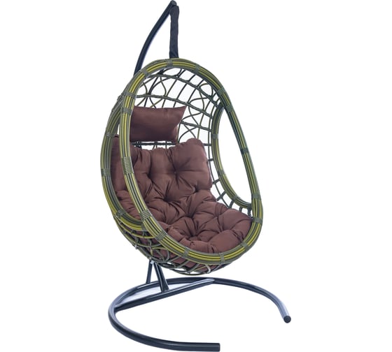 Изображение товара Подвесное кресло-кокон Лаура SAVIRA бамбук + каркас, подушка коричневая SVR-502