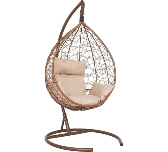 Изображение товара Подвесное кресло-кокон Лаура SEVILLA горячий шоколад + каркас, подушка бежевая SEV-1-401