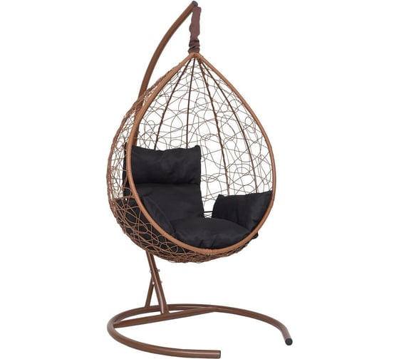 Изображение товара Подвесное кресло-кокон Лаура SEVILLA горячий шоколад + каркас, подушка черная SEV-1-405