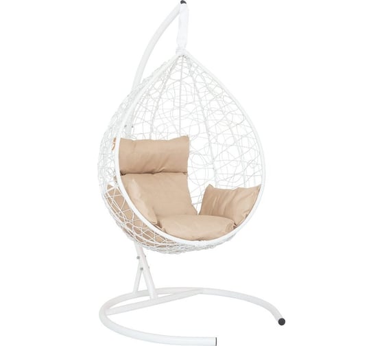 Изображение товара Подвесное кресло-кокон Лаура SEVILLA белый + каркас, подушка бежевая SEV-1-201
