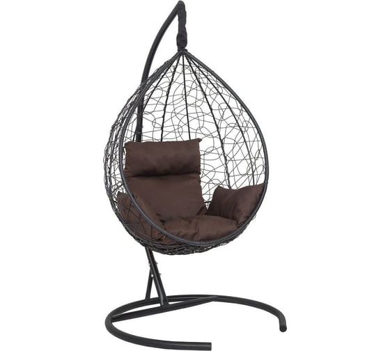 Изображение товара Подвесное кресло-кокон Лаура SEVILLA черный + каркас, подушка коричневая SEV-1-102