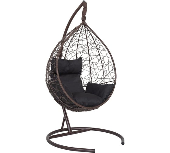 Изображение товара Подвесное кресло-кокон Лаура SEVILLA коричневый + каркас, подушка черная SEV-1-305