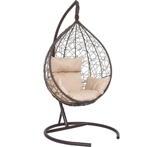 Изображение товара Подвесное кресло-кокон Лаура SEVILLA коричневый + каркас, подушка бежевая SEV-1-301