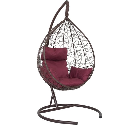 Изображение товара Подвесное кресло-кокон Лаура SEVILLA коричневый + каркас, подушка бордовая SEV-1-304